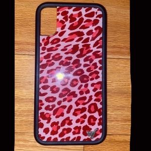 iphone X pink cheetah print wildflower case